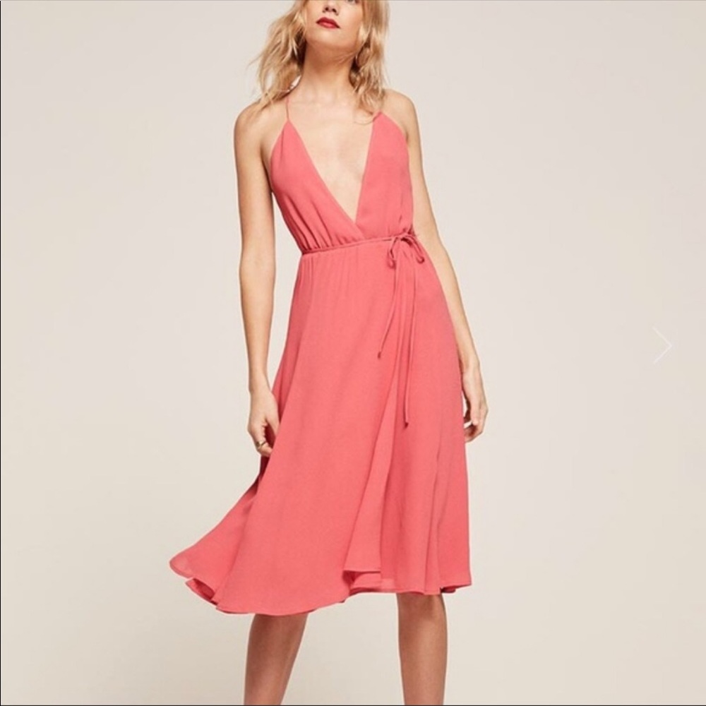 Reformation Shirley Wrap Front Midi Dress